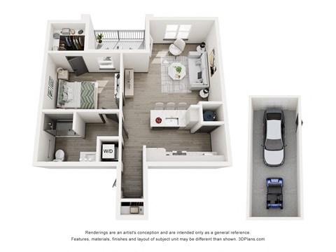 Floor plan for 1 bed, 1 bath, 784 sqft